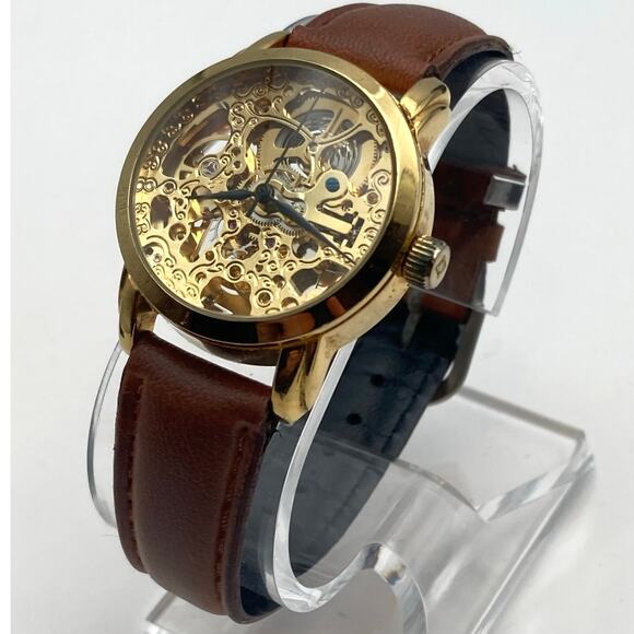 AKRIBOS Automatic Skeleton Women\'s Watch 32mm AK431YG-A Adjustable Leather WR main image 8